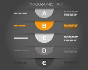 dark orange transparent striped semicircle infographic