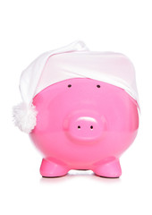 Piggy bank wearing sleeping cap