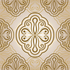 Fototapeta na wymiar Seamless floral vector beige ornament.