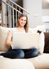 Woman using a laptop