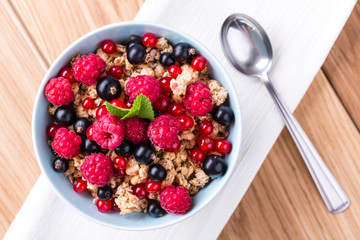 Muesli with fresh fruits.