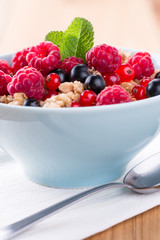 Muesli with fresh fruits.