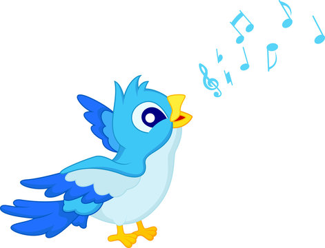Cartoon Blue Bird Sing