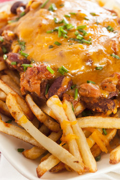 Unhealthy Messy Chili Cheese Fries