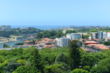 Fototapeta na wymiar Porto Old City Center aerial view from Clerigos Tower