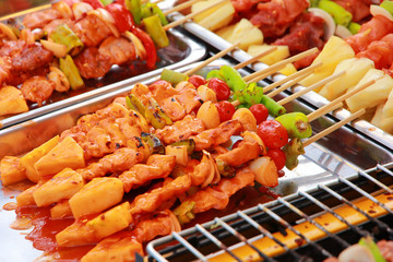 Bar-B-Q or BBQ grill of meat skewers