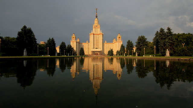 morning Moscow State University fountain time lapse