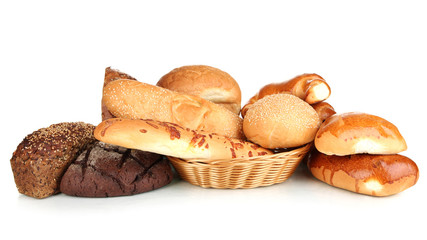 Variety of bread isolated on white