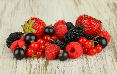 Ripe berries on table close-up