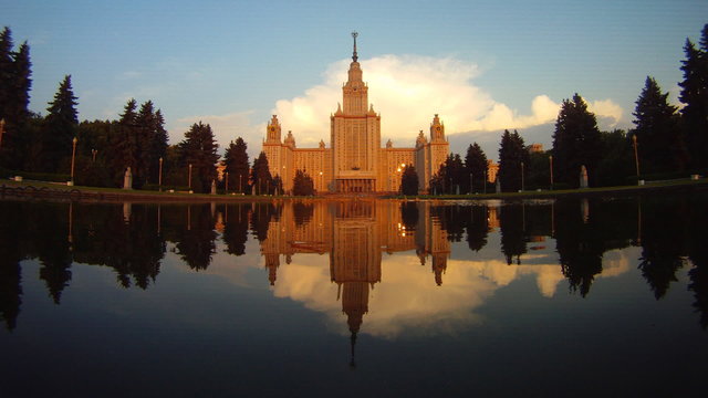 morning Moscow State University fountain time lapse