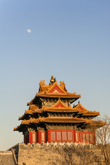 Watchtower of Forbidden City under the sunshine