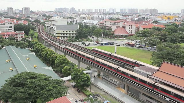 Singapore MRT Subway and Vehicles in Housing Estate