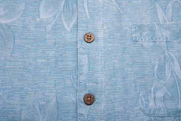 Shirt Background Hawaiian Blue with Buttons