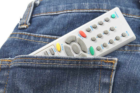 remote control in jean's pocket