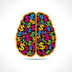 Conceptual idea: silhouette image of brain with dollar symbol