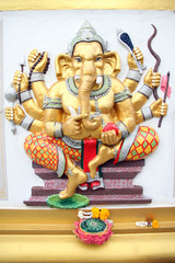 Glod Statue Ganesh in temple.