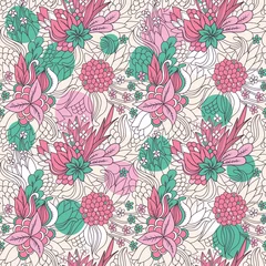 Fototapete Rund Seamless floral pattern © tets