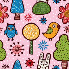 Cute animals seamless pattern