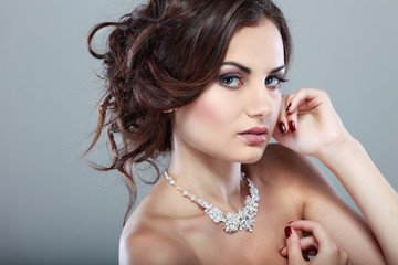Portrait of elegant girl is in fashion style. Wedding decoration