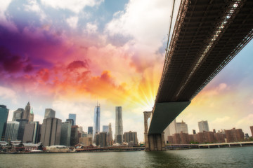 New York City - View of Manhattan Bridge from East River