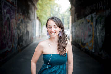 Fototapeta premium beautiful woman listening to music