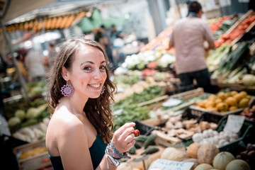 beautiful woman at the market