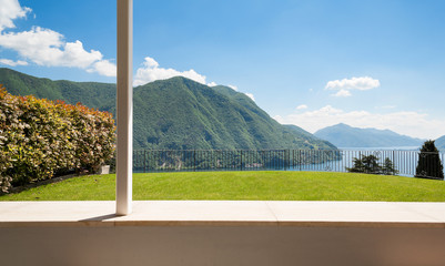 beautiful panorama Lugano lake