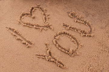 i Love you in the sand