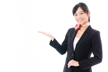 young asian businesswoman showing on white background