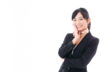 young asian businesswoman smiling on white background