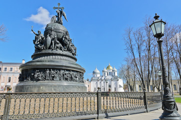 Monument to the Millennium of Russia in Novgorod Kremlin, Russia