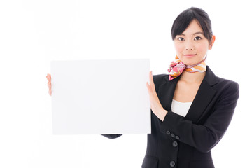 young asian businesswoman with whiteboard