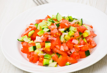 fresh vegetable salad on plate