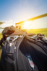 Skydiving parachutes ready to international competition.