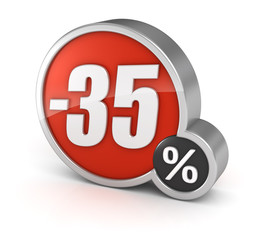 Discount 35% sale 3d icon on white background