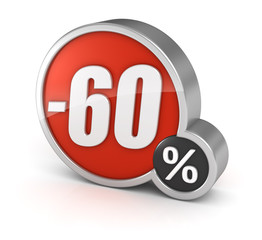 Discount 60% sale 3d icon on white background