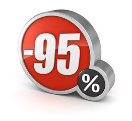 Discount 95% sale 3d icon on white background