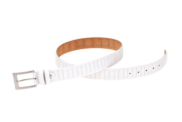 White leather belt isolated on white background