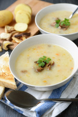 Kartoffelsuppe mit Waldpilzen