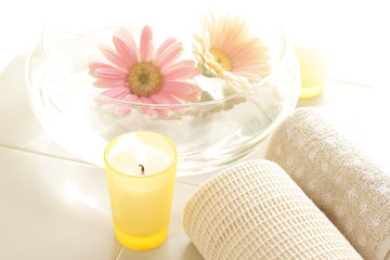 gerbera and aroma candle