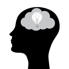 silhouette of a man with a head lamp