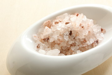 close up of pink rock salt