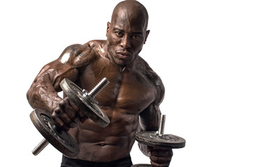 Strong bodybuilder man with perfect abs,biceps, chest