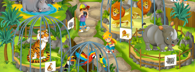 Cartoon zoo - amusement park - illustration