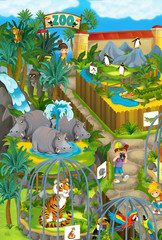 Obraz premium Cartoon zoo - amusement park - illustration