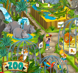 Cartoon zoo - amusement park - illustration