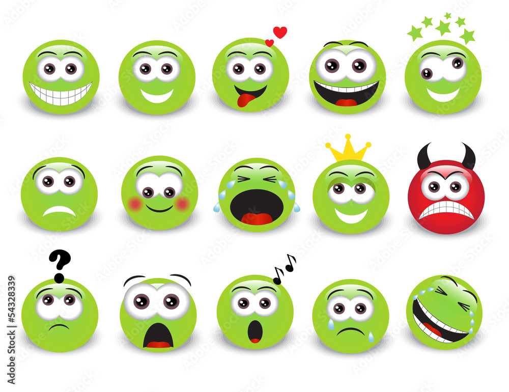 Wall mural green emoticons