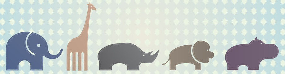 elephant, giraffe, rhino, lion and hippo