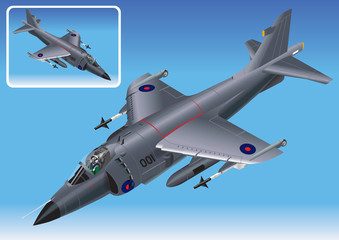 Detailed Isometric Vector Illustration of Sea Harrier Jet - obrazy, fototapety, plakaty