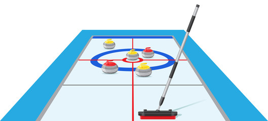 curling sport game vector illustration
